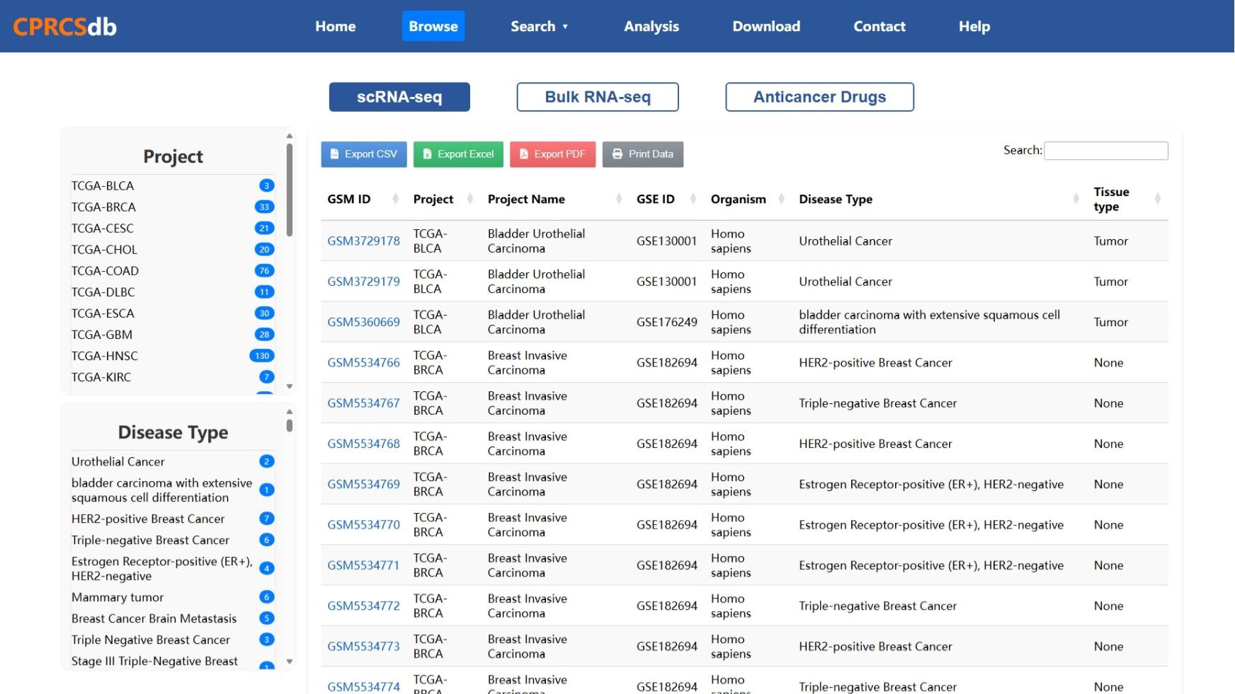 Single-cell Data Browsing Help
